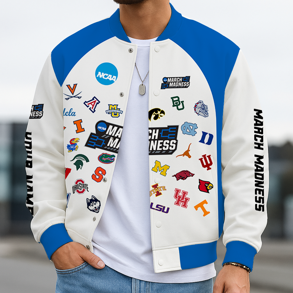 LIMITED EDITION - NEW CUSTOMIZED NCAA MAM32 BKM MAM ALL TEAMS BASEBALL JACKET, SATIN VARSITY JACKET
