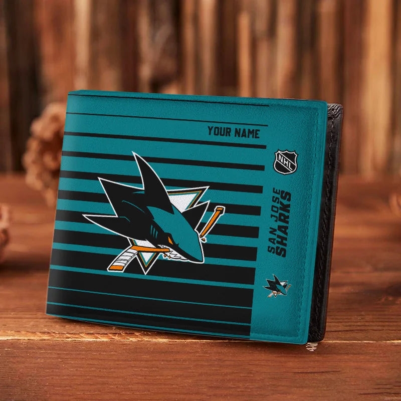 VIRAL EDITION - NEW CUSTOMIZED NHL32 SJS SAN JOSE SHARKS LEATHER WALLET