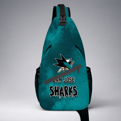 [SUPER SALE] NEW CUSTOMIZED NHL32 SJS SAN JOSE SHARKS SLING BAG