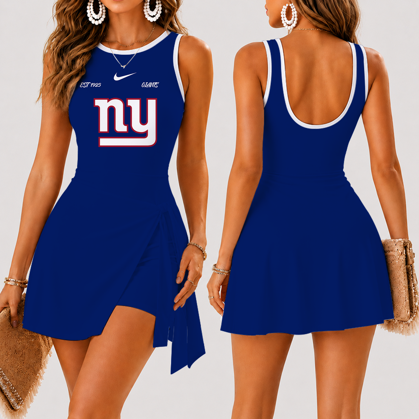 [SPECIAL OFFER] NEW CUSTOMIZED NFL32 NYG NEW YORK GIANTS WOMEN'S SUMMER SKORT DRESS
