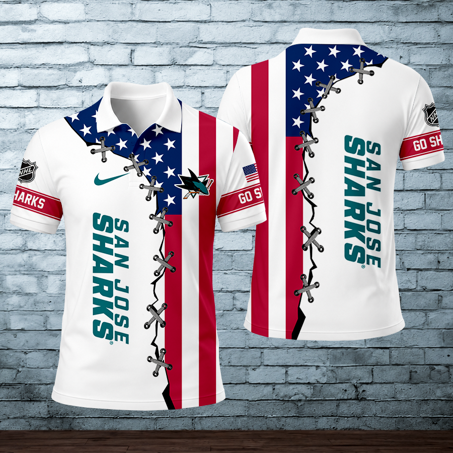 LIMITED EDITION - NEW CUSTOMIZED NHL32 SJS SAN JOSE SHARKS POLO SHIRT