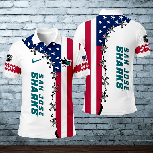 LIMITED EDITION - NEW CUSTOMIZED NHL32 SJS SAN JOSE SHARKS POLO SHIRT