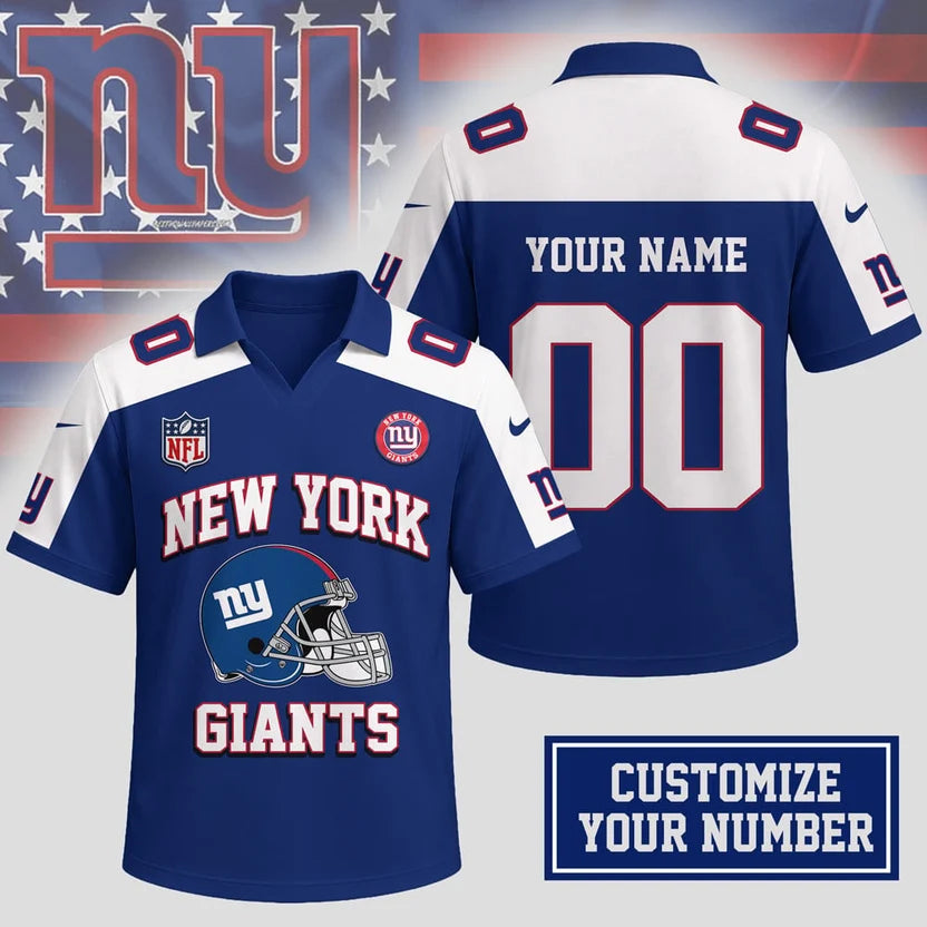 ELITE EDITION - NEW CUSTOMIZED NFL32 NYG NEW YORK GIANTS POLO SHIRT