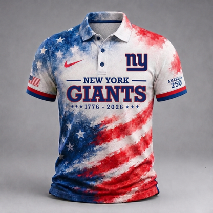 MEGA SALE - NEW CUSTOMIZED NFL32 NYG NEW YORK GIANTS USA 250TH ANNIVERSARY POLO SHIRT, ZIP POLO SHIRT & T-SHIRTS