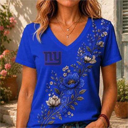 ELITE EDITION - NEW CUSTOMIZED NFL32 NYG NEW YORK GIANTS V-NECK FEMALE SHIRT