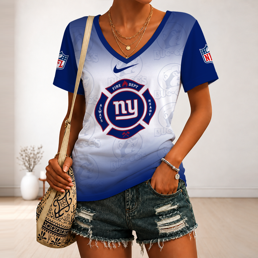[SPECIAL OFFER] NEW CUSTOMIZED NFL32 NYG NEW YORK GIANTS BUC-EE'S V-NECK FEMALE SHIRT