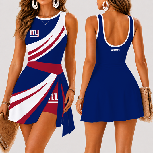 [SPECIAL OFFER] NEW CUSTOMIZED NFL32 NYG NEW YORK GIANTS WOMEN'S SUMMER SKORT DRESS