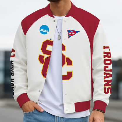 LIMITED EDITION - NEW CUSTOMIZED NCAA FBS32 USC USC TROJANS BASEBALL JACKET, SATIN VARSITY JACKET