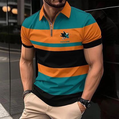 EXCLUSIVE EDITION - NEW CUSTOMIZED NHL32 SJS SAN JOSE SHARKS POLO SHIRT, ZIP POLO SHIRT & T-SHIRTS