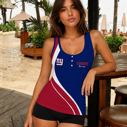 [SPECIAL OFFER] NEW CUSTOMIZED NFL32 NYG NEW YORK GIANTS WOMEN'S V-NECK TANK TOP