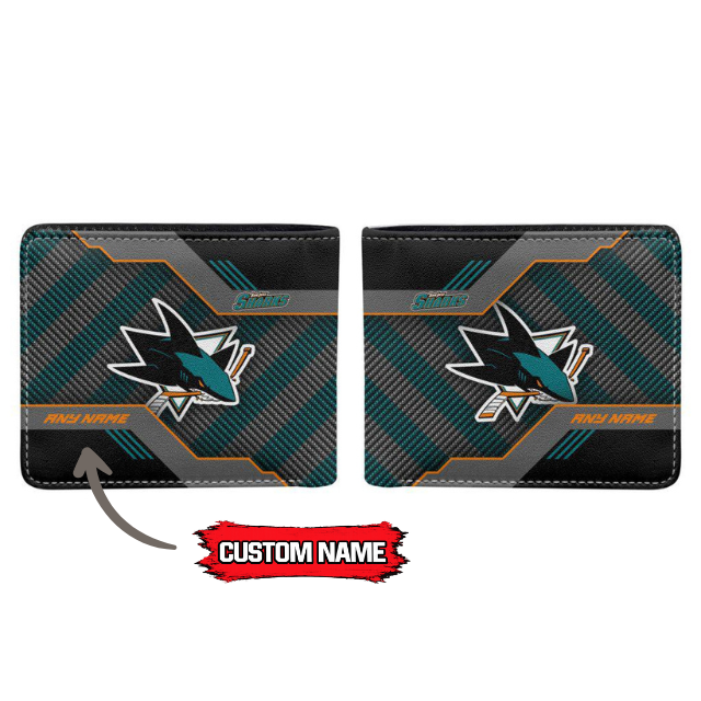 VIRAL EDITION - NEW CUSTOMIZED NHL32 SJS SAN JOSE SHARKS LEATHER WALLET