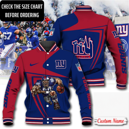 EXCLUSIVE EDITION - NEW CUSTOMIZED NFL32 NYG NEW YORK GIANTS SATIN VARSITY & BASEBALL JACKET