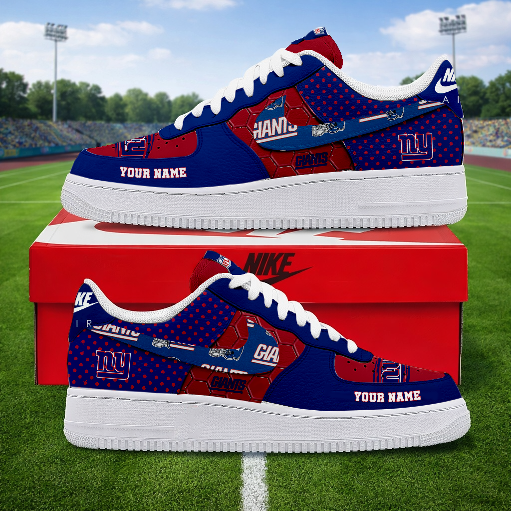 LIMITED EDITION - NEW CUSTOMIZED NFL32 NYG NEW YORK GIANTS AF1 SNEAKERS