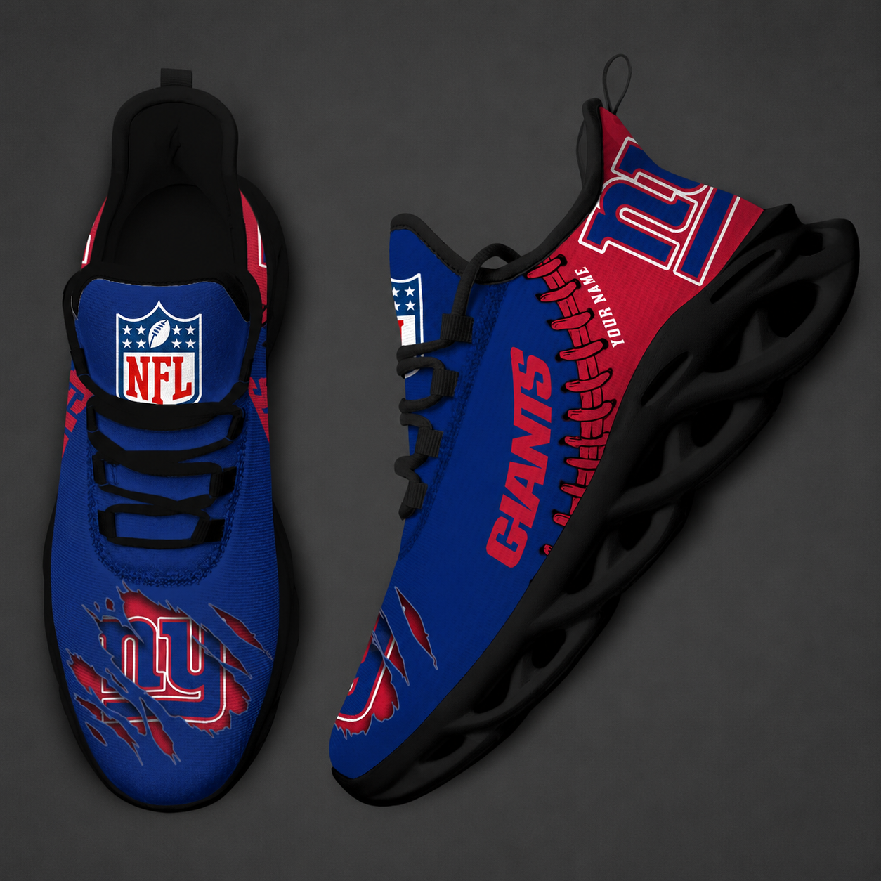 LIMITED EDITION - NEW CUSTOMIZED NFL32 NYG NEW YORK GIANTS UNISEX MAX SOUL SHOES