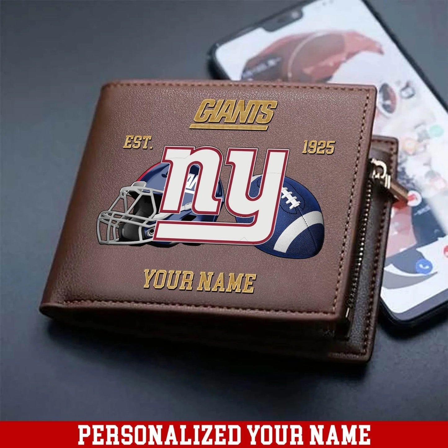 LIMITED EDITION - NEW CUSTOMIZED NFL32 NYG NEW YORK GIANTS LEATHER WALLET