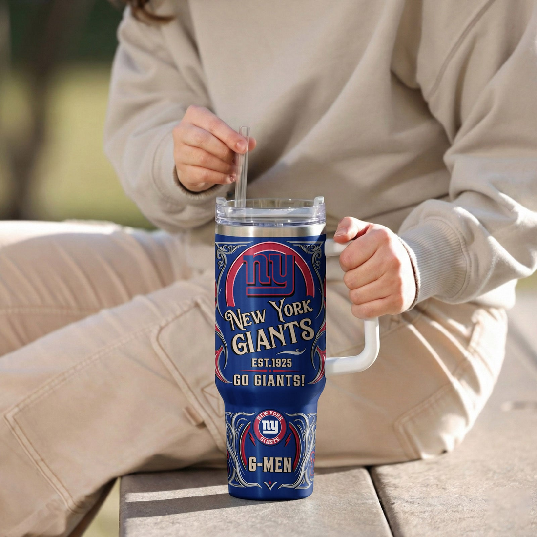 LIMITED EDITION - NEW CUSTOMIZED NFL32 NYG NEW YORK GIANTS 40OZ TUMBLER