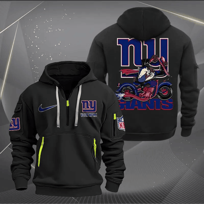 [SPECIAL OFFER] NEW CUSTOMIZED NFL32 NYG NEW YORK GIANTS MUTICOLOR QUARTER ZIP HOODIE