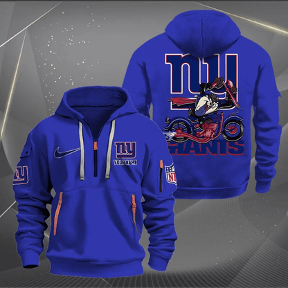 [SPECIAL OFFER] NEW CUSTOMIZED NFL32 NYG NEW YORK GIANTS MUTICOLOR QUARTER ZIP HOODIE