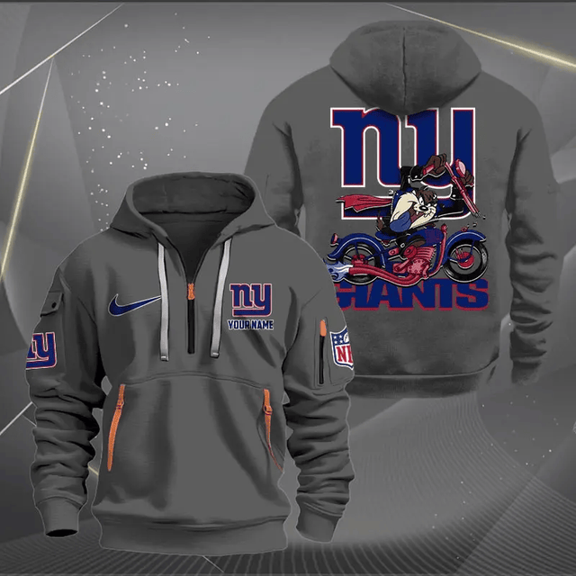 [SPECIAL OFFER] NEW CUSTOMIZED NFL32 NYG NEW YORK GIANTS MUTICOLOR QUARTER ZIP HOODIE