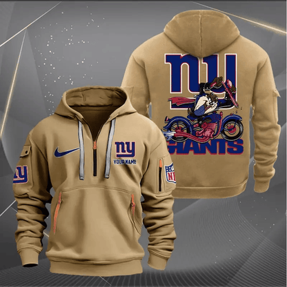 [SPECIAL OFFER] NEW CUSTOMIZED NFL32 NYG NEW YORK GIANTS MUTICOLOR QUARTER ZIP HOODIE