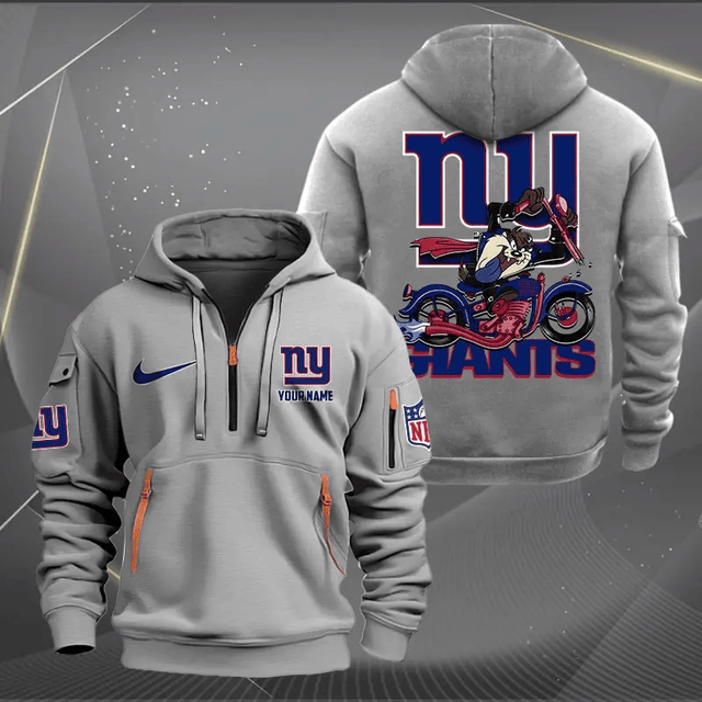 [SPECIAL OFFER] NEW CUSTOMIZED NFL32 NYG NEW YORK GIANTS MUTICOLOR QUARTER ZIP HOODIE