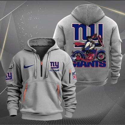 [SPECIAL OFFER] NEW CUSTOMIZED NFL32 NYG NEW YORK GIANTS MUTICOLOR QUARTER ZIP HOODIE