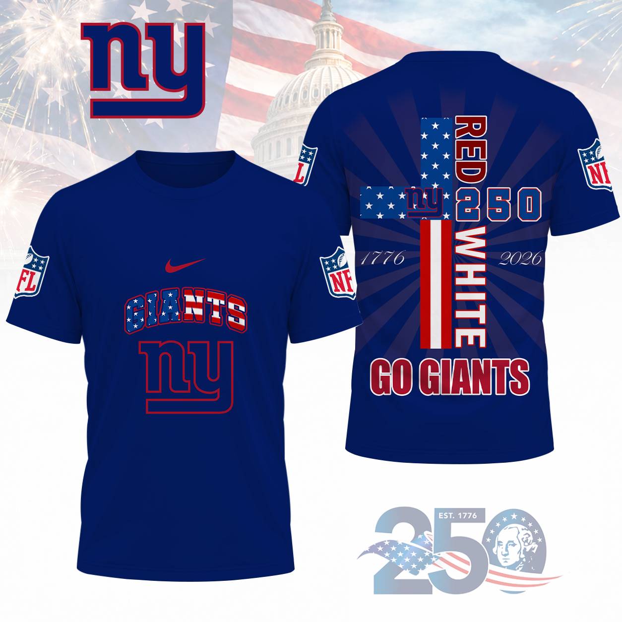 LIMITED EDITION - NEW CUSTOMIZED NFL32 NYG NEW YORK GIANTS T-SHIRT, POLO SHIRT, ZIP POLO SHIRT, SWEATSHIRT, HOODIE & ZIP HOODIE