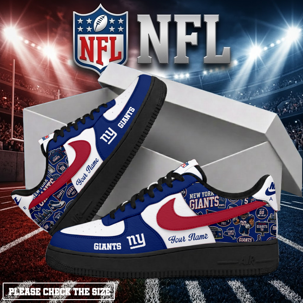 LIMITED EDITION - NEW CUSTOMIZED NFL32 NYG NEW YORK GIANTS AF1 SHOES