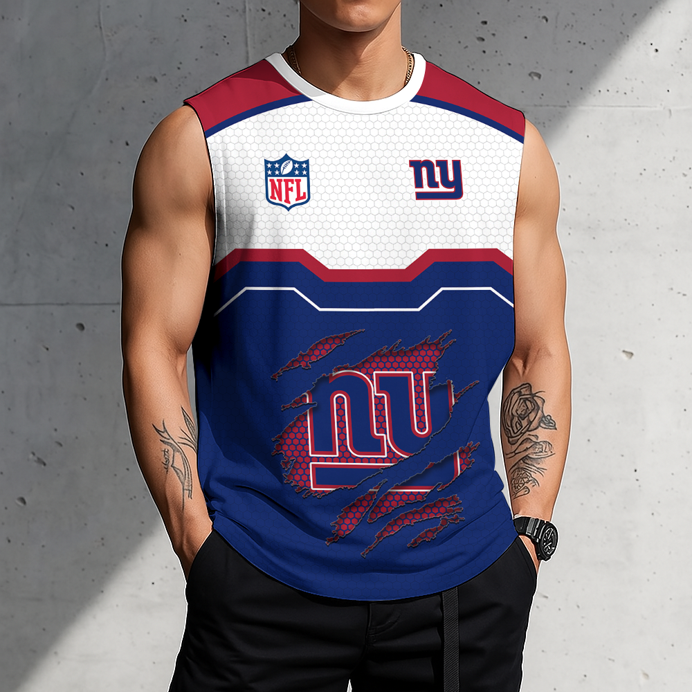 LIMITED EDITION - NEW CUSTOMIZED NFL32 NYG NEW YORK GIANTS MEN'S GYM SHIRT