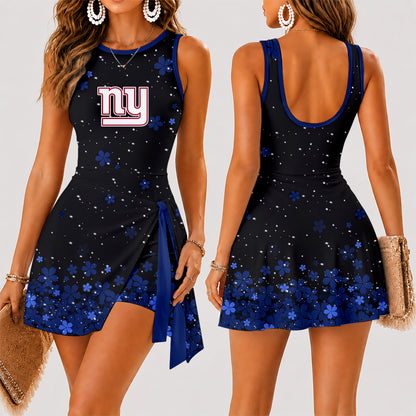 [SPECIAL OFFER] NEW CUSTOMIZED NFL32 NYG NEW YORK GIANTS WOMEN'S SUMMER SKORT DRESS