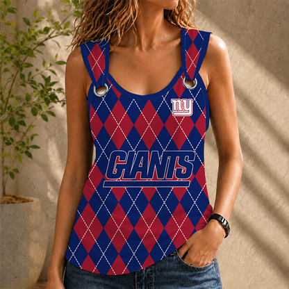 [SPECIAL OFFER] NEW CUSTOMIZED NFL32 NYG NEW YORK GIANTS O-RING SHOULDER TANK TOP