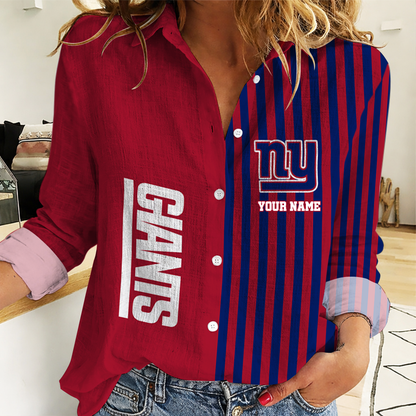 ELITE EDITION - NEW CUSTOMIZED NFL32 NYG NEW YORK GIANTS WOMEN CASUAL SHIRT