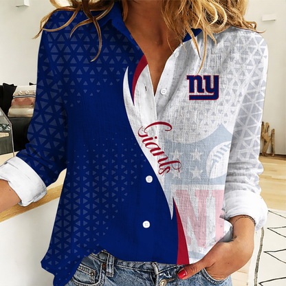 LIMITED EDITION - NEW CUSTOMIZED NFL32 NYG NEW YORK GIANTS WOMEN CASUAL SHIRT
