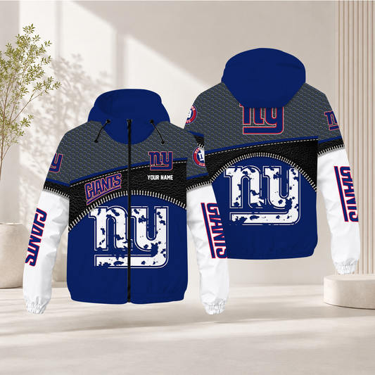 LIMITED EDITION - NEW CUSTOMIZED NFL32 NYG NEW YORK GIANTS WINDBREAKER JACKET