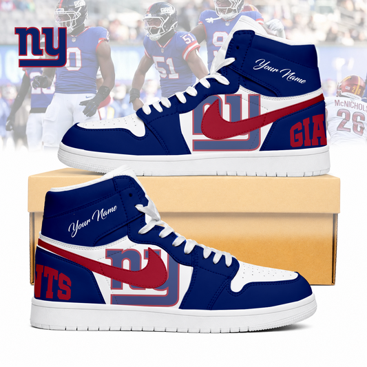 LIMITED EDITION - NEW CUSTOMIZED NFL32 NYG NEW YORK GIANTS AIR JORDAN SNEAKERS