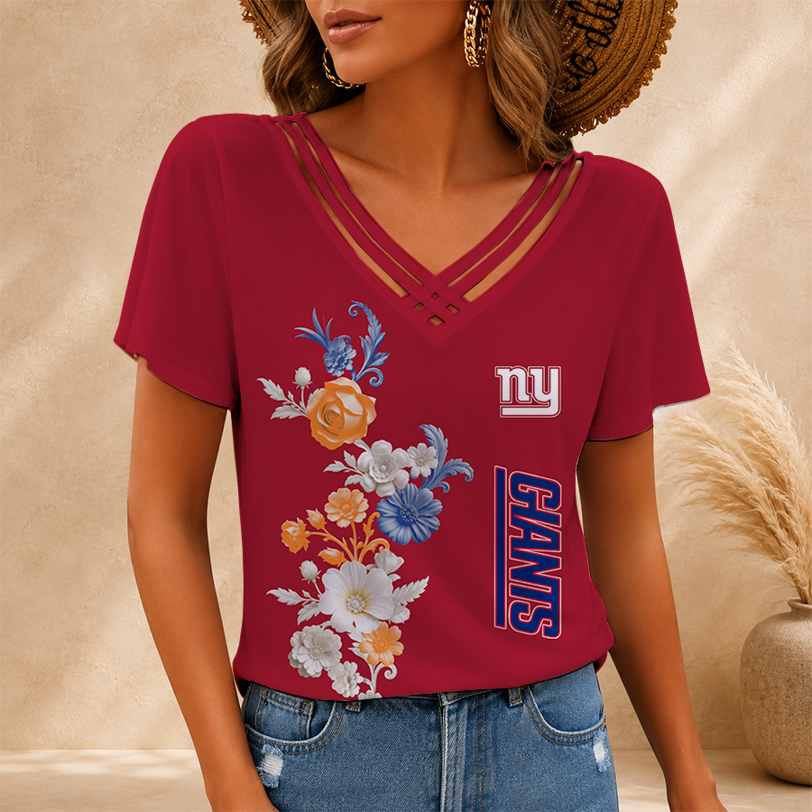 LIMITED EDITION - NEW CUSTOMIZED NFL32 NYG NEW YORK GIANTS V-NECK SHIRT