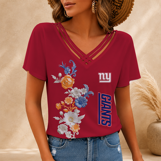 LIMITED EDITION - NEW CUSTOMIZED NFL32 NYG NEW YORK GIANTS V-NECK SHIRT