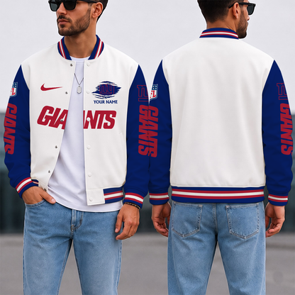 ELITE EDITION - NEW CUSTOMIZED NFL32 NYG NEW YORK GIANTS SATIN VARSITY & BASEBALL JACKET