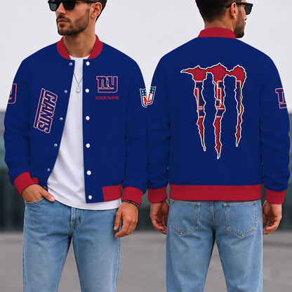LIMITED EDITION - NEW CUSTOMIZED NFL32 NYG NEW YORK GIANTS SATIN VARSITY & BASEBALL JACKET