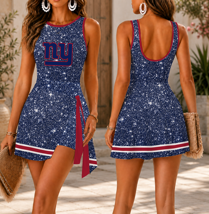 LIMITED EDITION - NEW CUSTOMIZED NFL32 NYG NEW YORK GIANTS WOMEN'S SUMMER SKORT DRESS