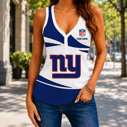 LIMITED EDITION NEW CUSTOMIZED NFL32 NYG NEW YORK GIANTS WOMEN'S V-NECK TANK TOP