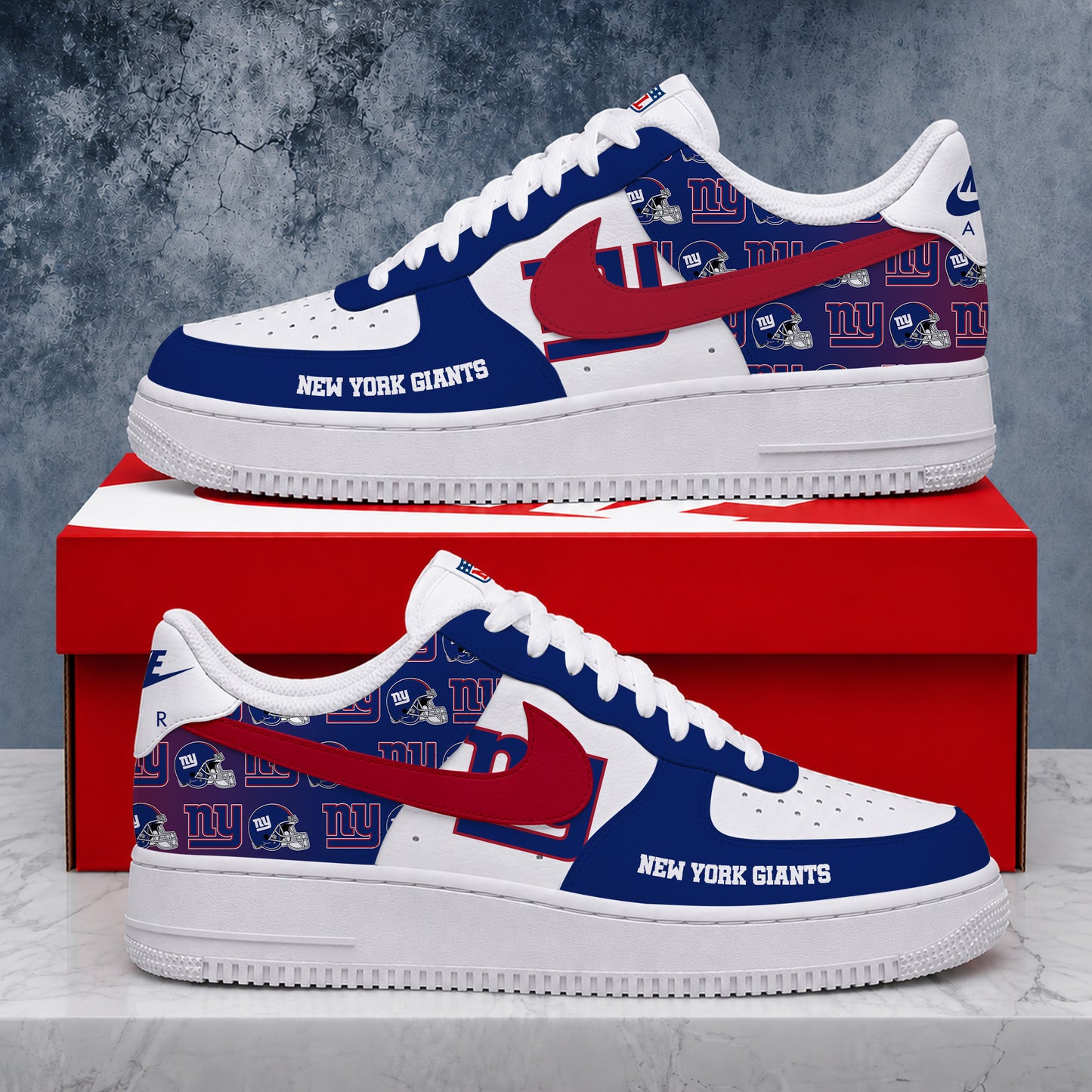 VIRAL EDITION - NEW CUSTOMIZED NFL32 NYG NEW YORK GIANTS AF1 SHOES