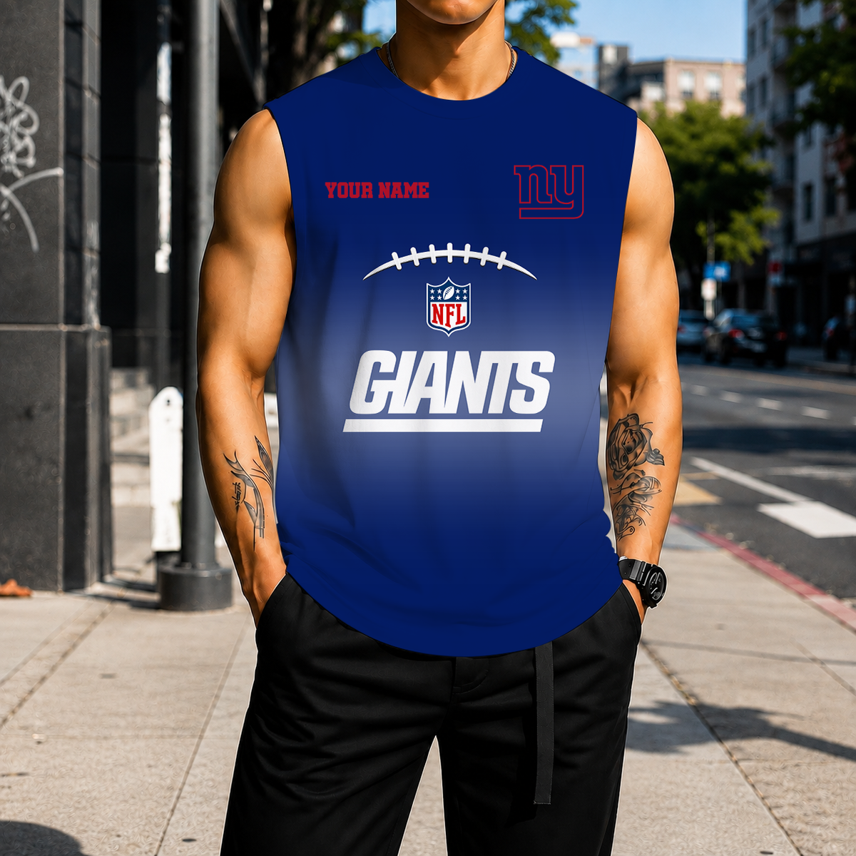 LIMITED EDITION - NEW CUSTOMIZED NFL32 NYG NEW YORK GIANTS MEN'S GYM SHIRT