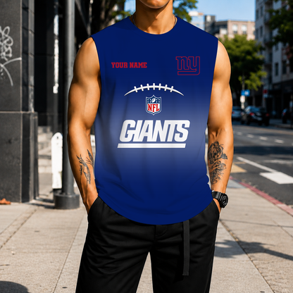 LIMITED EDITION - NEW CUSTOMIZED NFL32 NYG NEW YORK GIANTS MEN'S GYM SHIRT