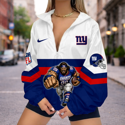 LIMITED EDITION - NEW CUSTOMIZED NFL32 NYG NEW YORK GIANTS V-NECK ZIPPER SWEATSHIRT JACKET