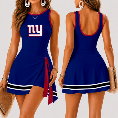 [SPECIAL OFFER] NEW CUSTOMIZED NFL32 NYG NEW YORK GIANTS WOMEN'S SUMMER SKORT DRESS