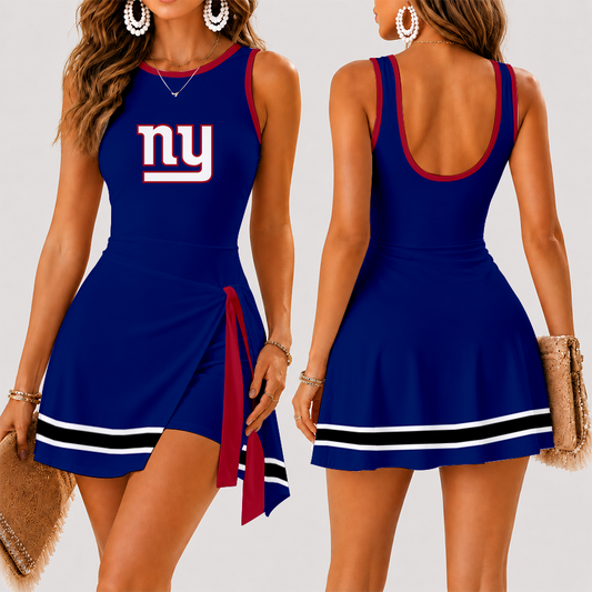 [SPECIAL OFFER] NEW CUSTOMIZED NFL32 NYG NEW YORK GIANTS WOMEN'S SUMMER SKORT DRESS