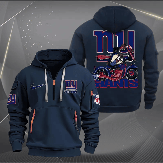 [SPECIAL OFFER] NEW CUSTOMIZED NFL32 NYG NEW YORK GIANTS MUTICOLOR QUARTER ZIP HOODIE