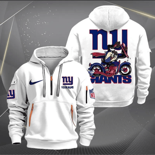 [SPECIAL OFFER] NEW CUSTOMIZED NFL32 NYG NEW YORK GIANTS MUTICOLOR QUARTER ZIP HOODIE