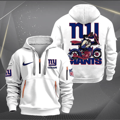 [SPECIAL OFFER] NEW CUSTOMIZED NFL32 NYG NEW YORK GIANTS MUTICOLOR QUARTER ZIP HOODIE
